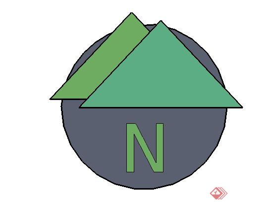 山字形指北针景观标志标记sketchup(su)3d模型,该引导标志设计方案