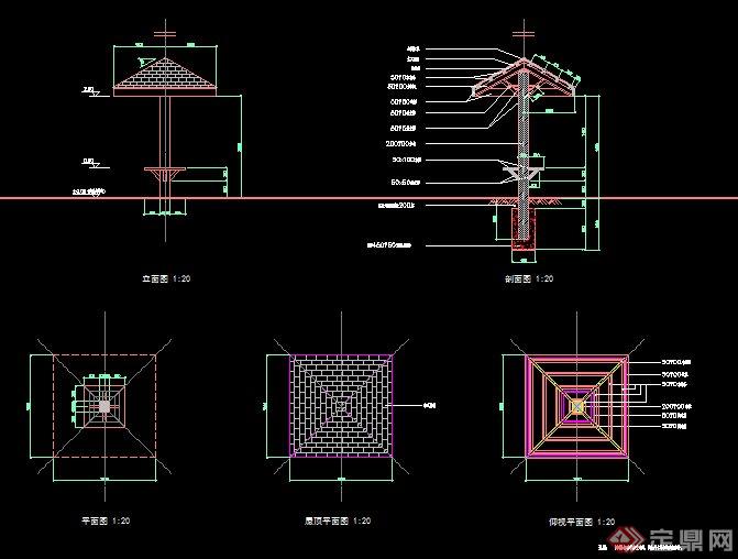 某公园小型凉亭施工图