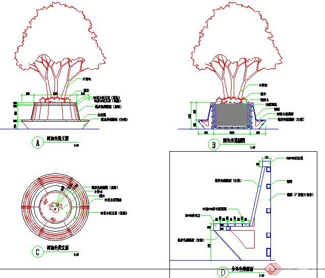 某公园圆形树池坐凳详图