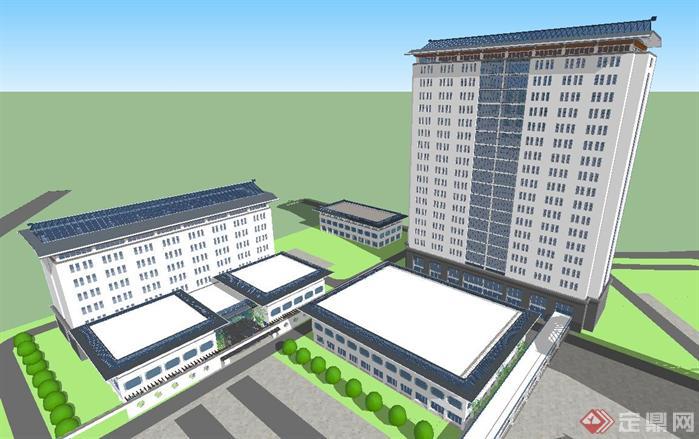 一个大型中医院建筑设计方案SketchUp(SU)3D
