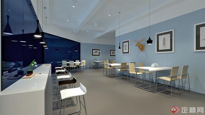 某单位阅览室+餐厅装潢方案SU精致设计模型(