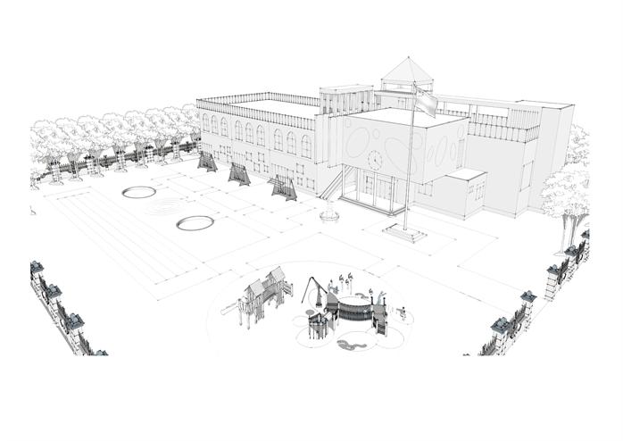 某现代幼儿园建筑手绘设计方案(含su模型)
