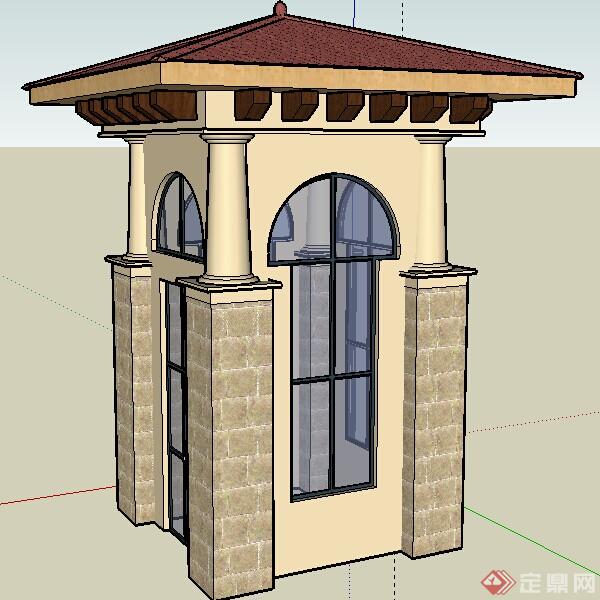 一个欧式风格门房建筑su设计模型