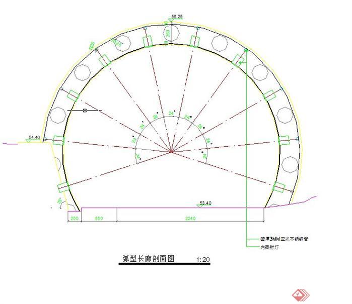 一套现代风格弧形景观长廊详细施工图