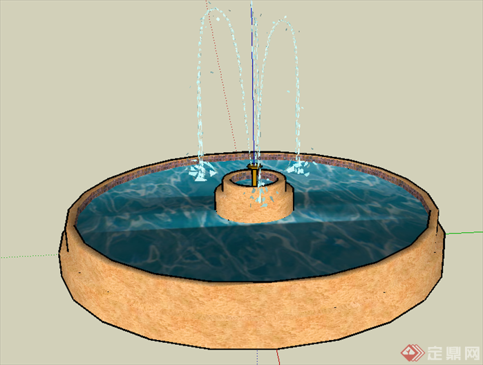 某欧式喷水池喷泉水景设计su模型素材2