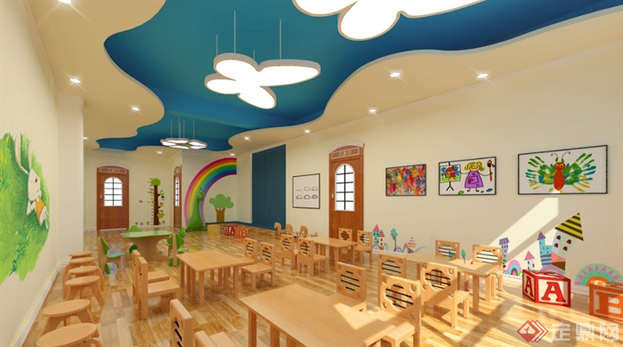 某室内空间文化教育幼儿园活动室SU模型素材