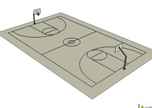 某运动场篮球场设计su(草图大师)模型素材