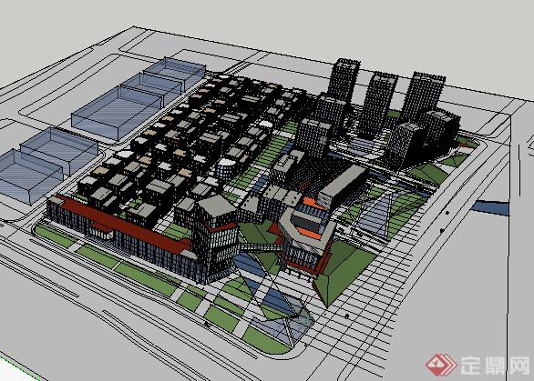 某现代风格多层临街商业建筑群设计方案su模型