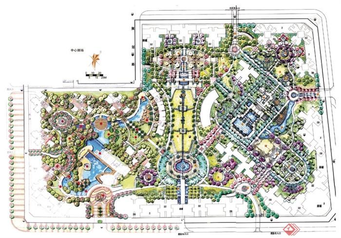 某住宅小区建筑景观规划方案手绘图