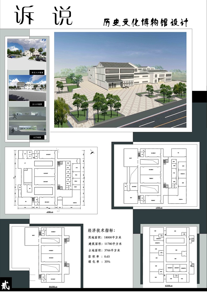 某历史文化博物馆建筑设计( jpg展板,psd展板,su模型)