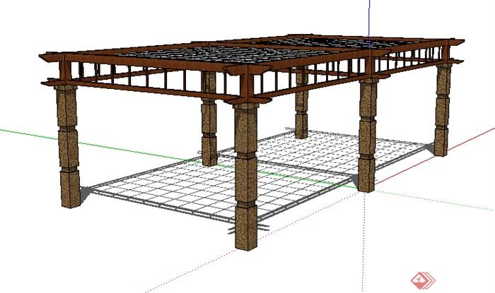 园林景观之现代风格廊架设计su模型19