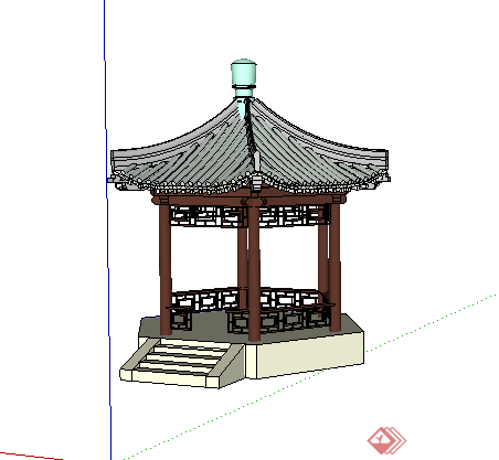 某古典中式六角亭设计模型素材