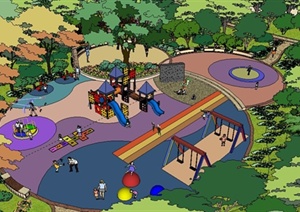 某小区儿童游乐小广场景观设计tchup模型
