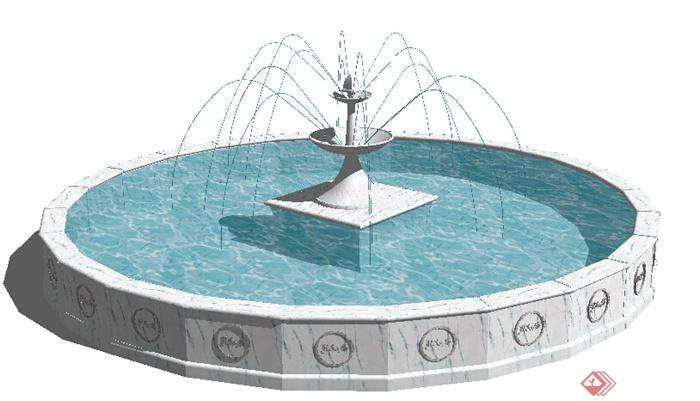 园林景观之喷泉水景设计su模型7