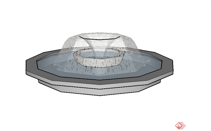 某园林景观水景喷泉su模型素材4