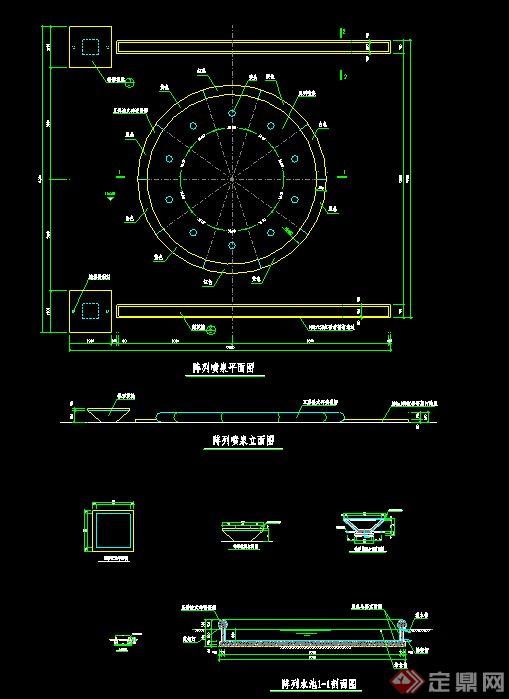 某阵列喷泉水池景观设计施工图
