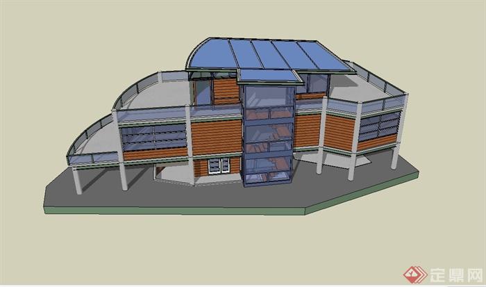 某现代住宅建筑设计su模型(1)