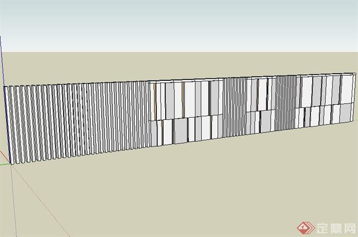 某现代极简风格围墙景观设计SketchUp(SU)3D模型