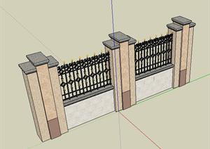 某小区现代欧式风格围墙设计SketchUp(SU(草图大师))3D模型