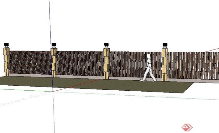 现代简洁小区围墙设计SketchUp(SU)3D模型
