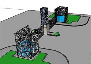 超现代科技园区入口保安亭大门景观设计SketchUp(SU(草图大师))3D模型