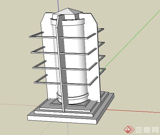 一款造型丰富的景观草地灯具设计SketchUp(SU)3D模型