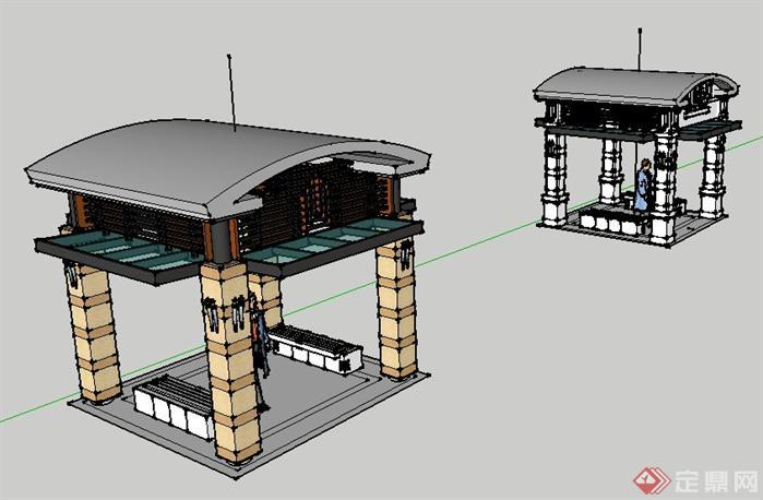 某现代风格景观亭子设计SketchUp(SU)3D模型