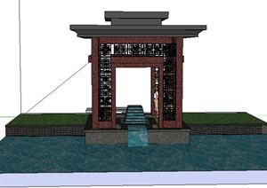 某滨水现代中式风格景观亭子SketchUp(SU(草图大师))3D模型