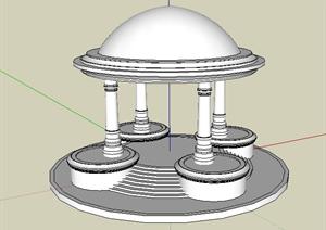 一个圆形圆顶景观亭子设计SketchUp(SU(草图大师))3D模型