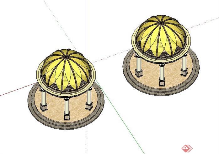 某小区东南亚风格圆形景观亭子SketchUp(SU)3D模型