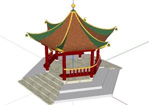 某中式小区景观亭子SketchUp(SU(草图大师))3D模型