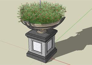 一款现代风格景观花钵带植物SketchUp(SU(草图大师))3D模型
