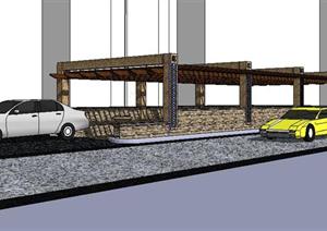 某居住区地下车库入口景观设计SketchUp(SU(草图大师))3D模型