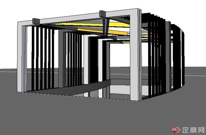某商业区现代风地下车库出入口SketchUp(SU)3D模型