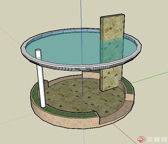 圆形玻璃顶景观亭SketchUp(SU)3D模型