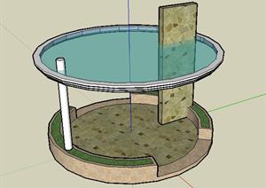 圆形玻璃顶景观亭SketchUp(SU(草图大师))3D模型