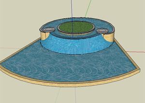 简约跌水景观SketchUp(SU(草图大师))3D模型
