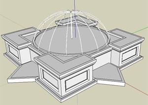 花坛式喷泉水景SketchUp(SU(草图大师))3D模型