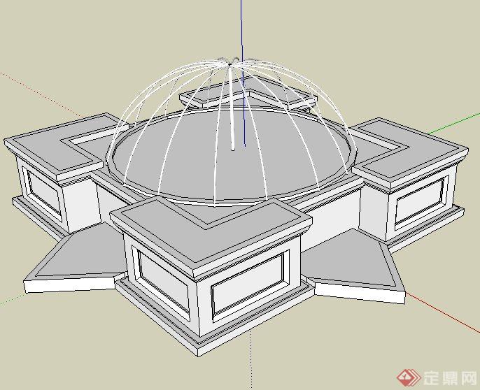花坛式喷泉水景SketchUp(SU)3D模型