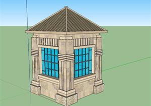 简约现代风格保安亭SketchUp(SU(草图大师))3D模型