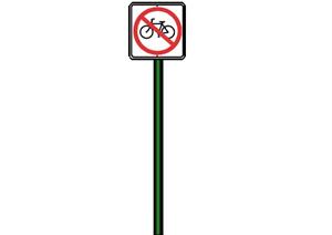 自行车禁止通行景观标志标记SketchUp(SU(草图大师))3D模型