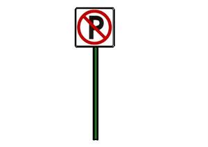 某道路禁止停车景观标志标记SketchUp(SU(草图大师))3D模型