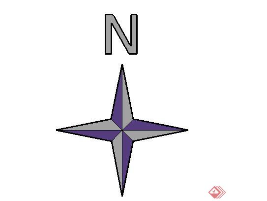 星形和字母组合指北针景观标志标记SketchUp(SU)3D模型