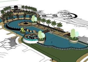 某会所大型游泳池景观设计SketchUp(SU(草图大师))3D模型