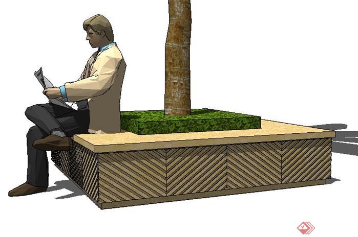 立面造型风格的景观树池SketchUp(SU)3D模型