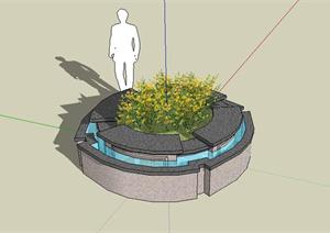 圆形带水景景观树池设计SketchUp(SU(草图大师))3D模型