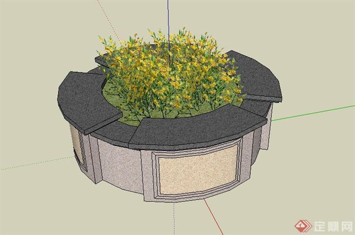 圆形景观树池SketchUp(SU)3D模型