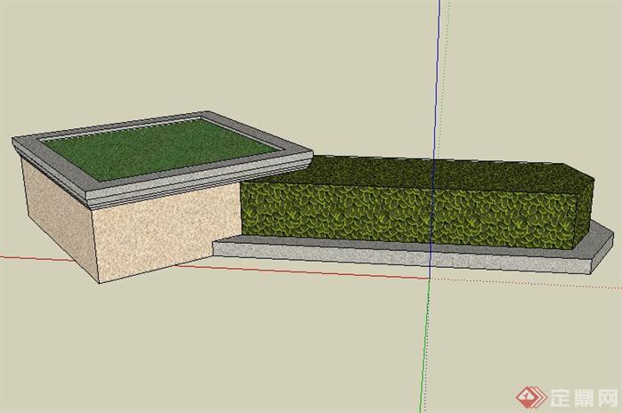 方形景观树池带花池SketchUp(SU)3D模型