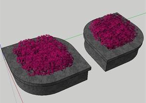 东南亚风格叶子花池SketchUp(SU(草图大师))3D模型