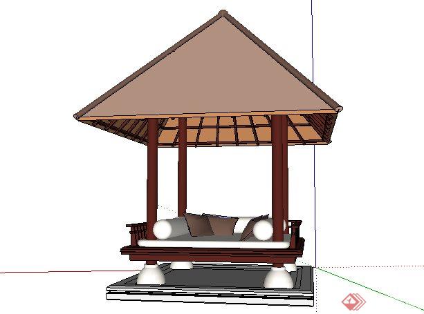 东南亚风格泰式休闲亭SketchUp(SU)3D模型